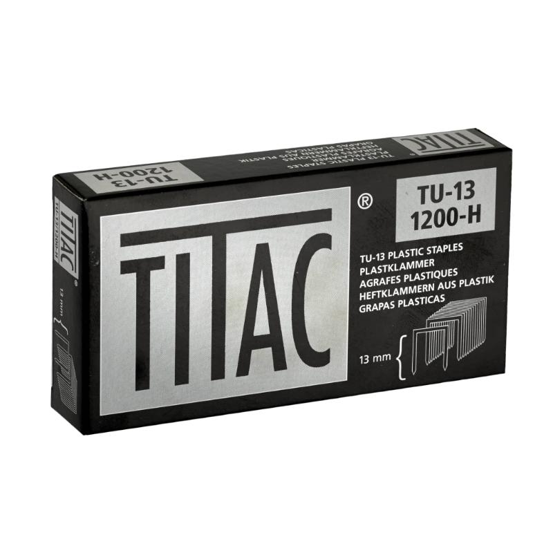 Titac Plastic U Staples TU13, 1500 durable 13mm staples for secure fastening in various materials using Titac/Utac tackers.