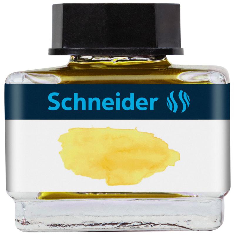 Pastel yellow ink in a stylish 15ml glass bottle, ideal for creative writing and eco-friendly refilling.