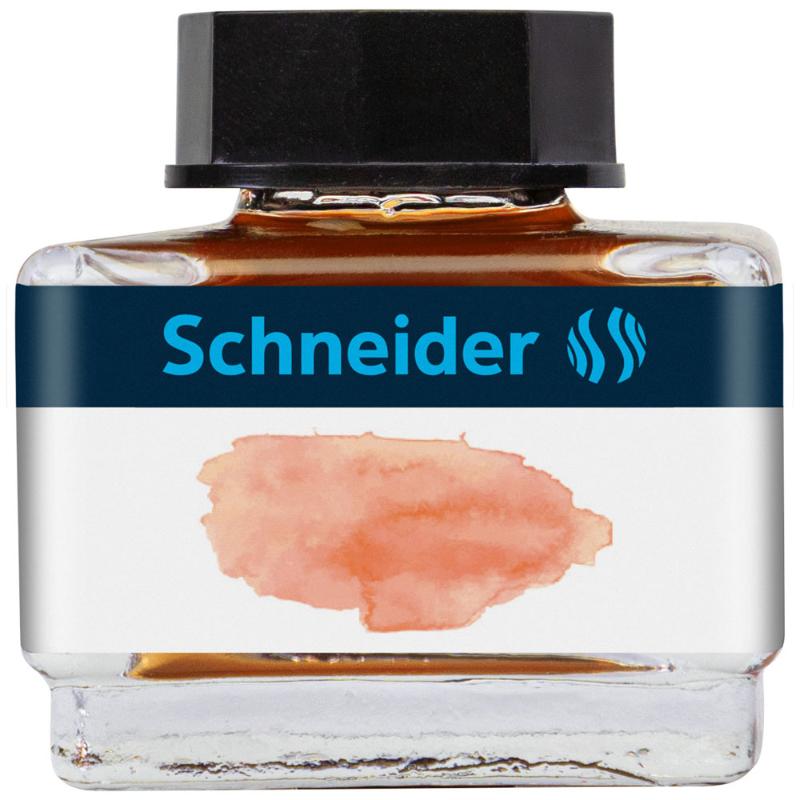 Schneider Apricot pastel ink in a 15ml glass bottle, perfect for art and stationery lovers, featuring a vibrant orange hue.