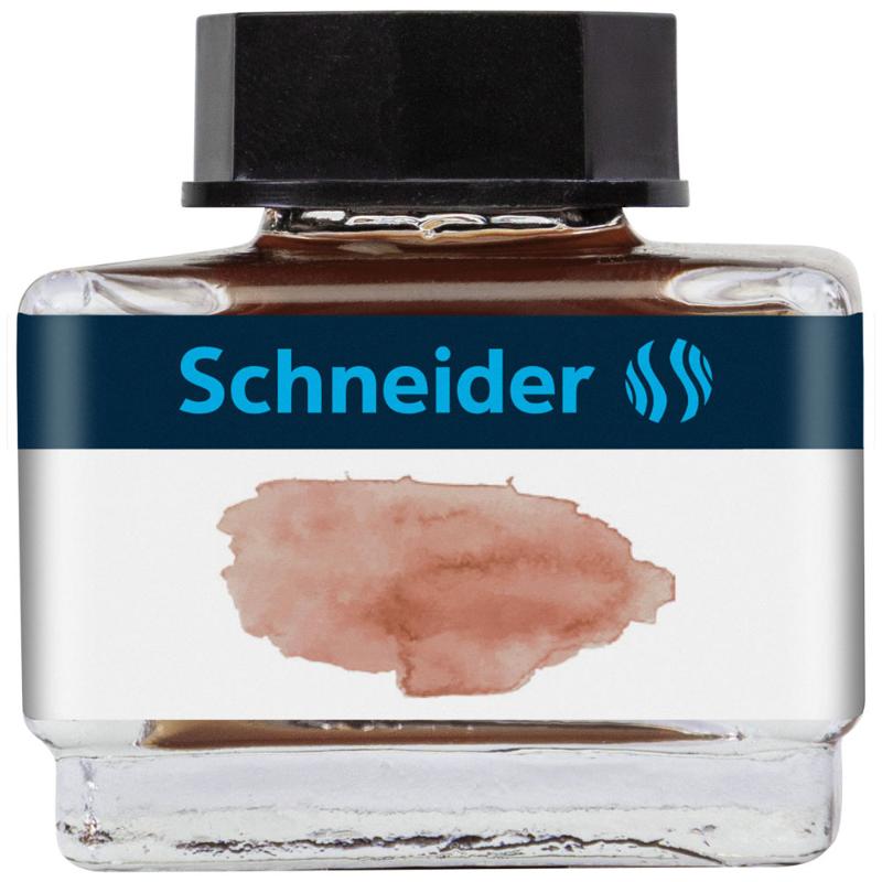 Schneider Bottle Pastel Ink in Cognac, 15ml, elegantly packaged for vibrant, smooth application in writing and crafts.