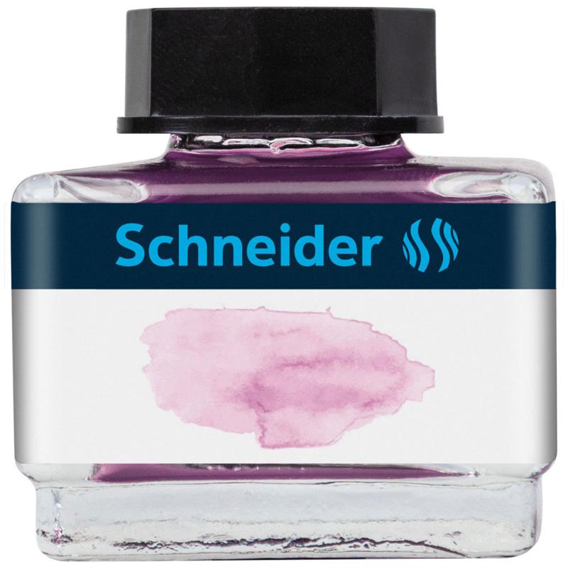 Schneider Bottle Pastel Ink in Lilac, 15ml, stylish glass flacon for easy refilling, ideal for creative writing and crafting.