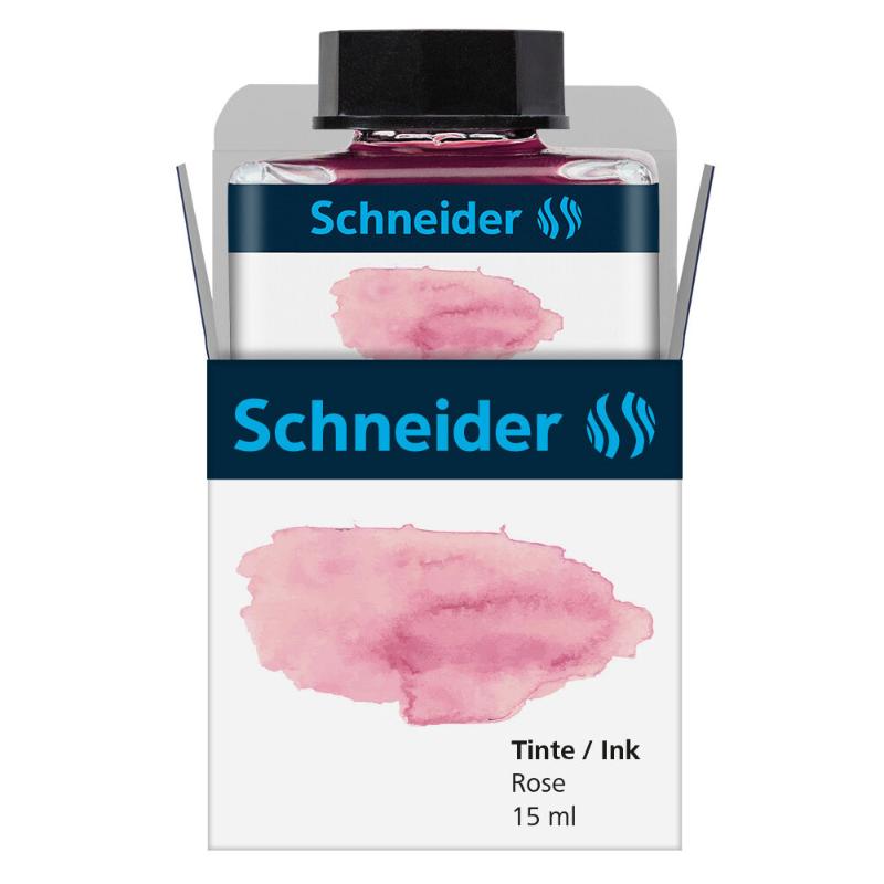 Schneider 15ml pastel rose ink in elegant glass flacon, ideal for journaling, lettering, and creative writing projects.