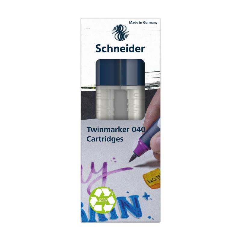 Schneider Paint-It 040 Blender Cartridges set with fine bullet and flexible brush tips for seamless blending in artistic projects.