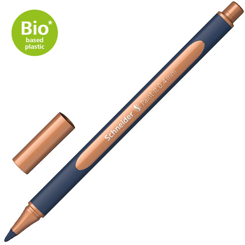 Schneider Metallic Rollerball 0.4mm in Copper, ideal for precise writing, drawing, and vibrant, lustrous marks on coated paper.