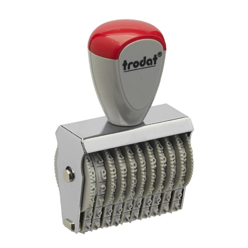 Trodat Classic Numberer 15310: durable metal stamp with 3mm characters, 10 bands, ergonomic design for efficient stamping.