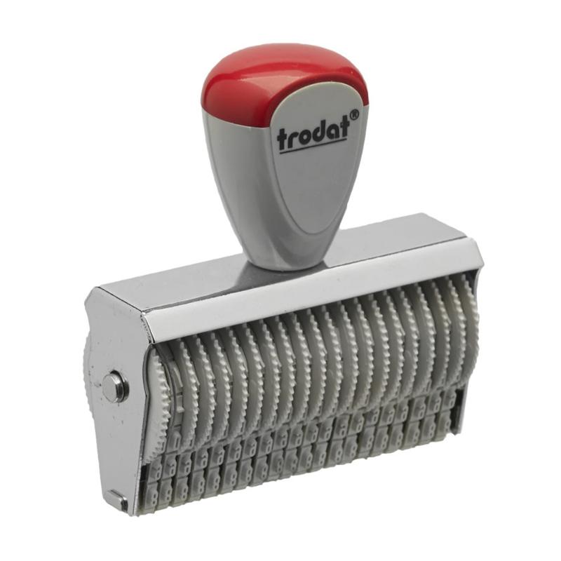 Trodat Classic Numberer 15320 with 3mm characters, 20 customizable bands, and ergonomic grip for precise stamping.