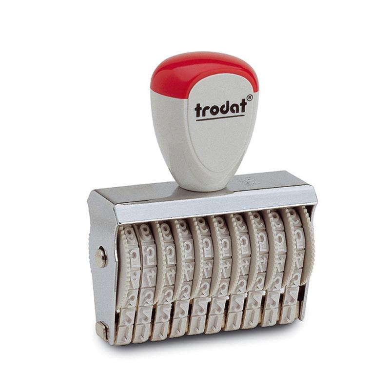 Trodat Classic Numberer 15410: versatile numbering stamp with 4mm characters, 10 customizable bands, and ergonomic design.