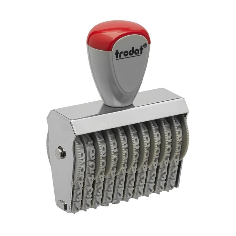 Trodat Classic Numberer 15510: durable numbering stamp with 5mm character size, 10 customizable bands, and ergonomic handle.
