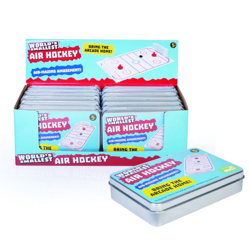 Set of 12 mini air hockey games ideal for travel, featuring smooth surfaces for exciting matches anywhere.
