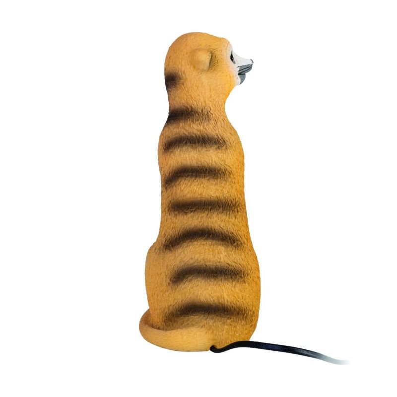 Charming 28cm meerkat table lamp with realistic fur texture, perfect as a night light or whimsical decor accent.