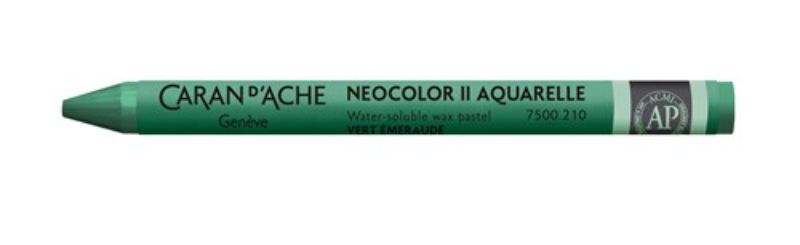 Pack of 10 artist-quality water-soluble crayons in vibrant Emerald Green, perfect for blending and mixed media projects.