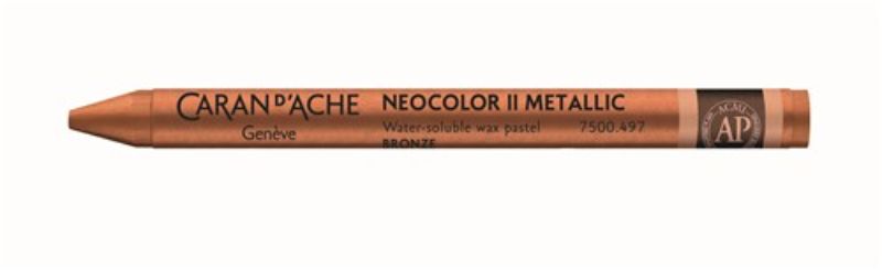 Caran d'Ache Neocolor II Bronze Crayon Pack of 10, featuring vibrant colors for versatile wet and dry art techniques.