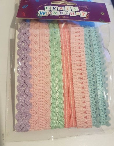 Vibrant mixed color craft ribbons, 5 packs of 6 ribbons, each 1 metre long, perfect for DIY projects and scrapbooking.