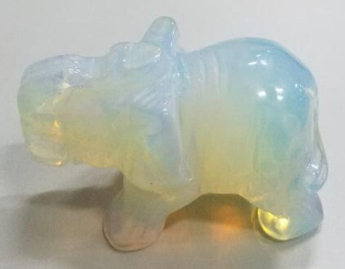 Opalite Elephant Ornament, 5CM, promotes tranquility with its iridescent glow and symbol of strength and wisdom.