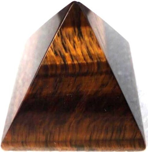 Tiger Eye Pyramid, 3.80 x 3.20 cm, featuring golden-brown stripes, ideal for meditation and enhancing personal strength.
