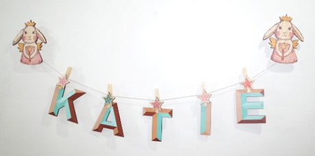 Whimsical Fairy Bunny wall art in eco-friendly pine veneer, perfect for adding charm to your child's room.
