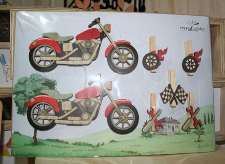 Stylish wall art of a motorbike, perfect for enthusiasts, ready to hang with a 119cm string for versatile display.