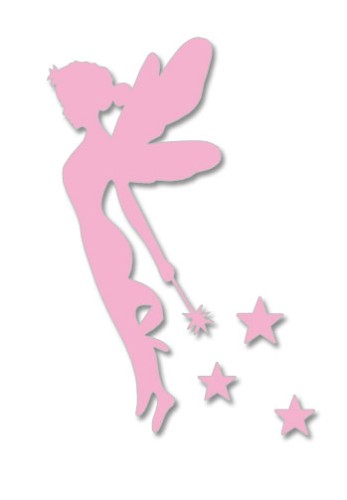 Whimsical Tinkerbell wall art in pink MDF, adorned with stars, perfect for children's rooms and nurseries.