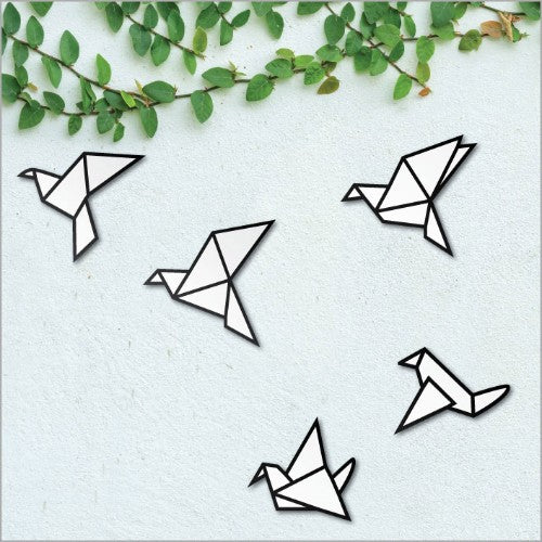 Vibrant origami birds printed on durable ACM, perfect for indoor or outdoor decor, adding artistic flair to any space.