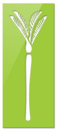 Vibrant Nikau Panel wall art in Lime Green ACM, 230 x 550 mm, perfect for enhancing indoor and outdoor spaces.