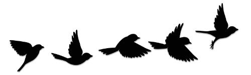 Set of sparrows wall art in black ACM, measuring 193 mm, showcasing elegant and durable bird-inspired decor.