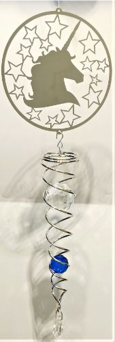 Colorful 38cm unicorn wind spinner for gardens, adding whimsical charm and enchanting movement in the breeze.