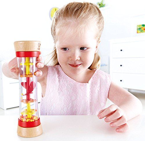 Vibrant red Beaded Raindrops toy, designed for toddlers to enhance sensory play and fine motor skills through trickling beads.