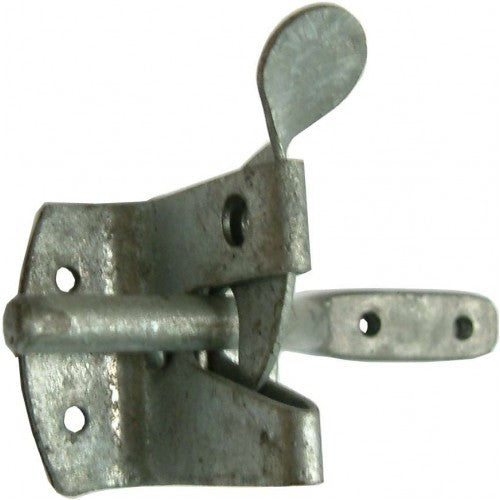 Heavy-duty galvanized steel gate latch, rust-resistant and padlock compatible for enhanced outdoor security.