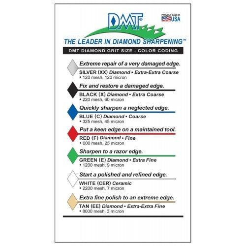 Diamond Whetstone Bench 6" Extra Fine sharpener with a 9 micron grit for honing knives, includes a plastic case and non-skid feet.