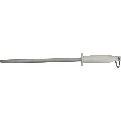 Butchers Steel Extra Fine Cut 300mm with white handle, ideal for sharpening knives quickly and efficiently.