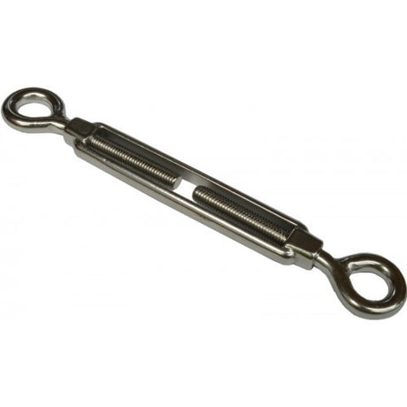 Durable stainless steel turnbuckles, 10 X 150mm, ideal for rigging and tensioning in marine and outdoor applications.
