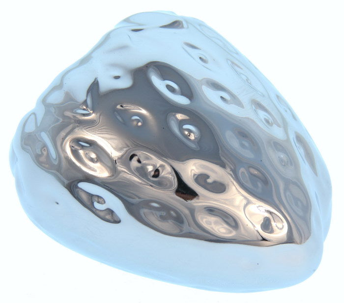 Set of 8 silver strawberry ornaments, perfect for festive decor, adding whimsy and elegance to holiday celebrations.
