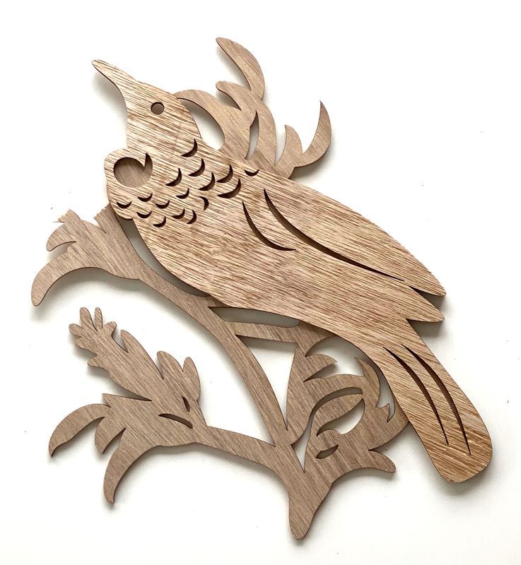 MDF wall art set featuring two elegant tui designs, measuring 30cm, to enhance modern home decor.