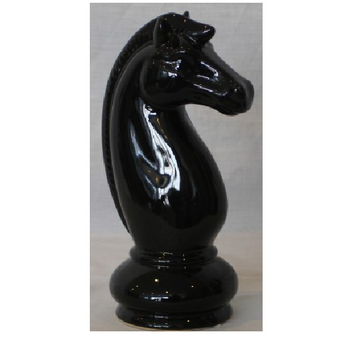 Ceramic black knight chess piece ornament, 25cm tall, adds charm and character to any room or makes a great gift.