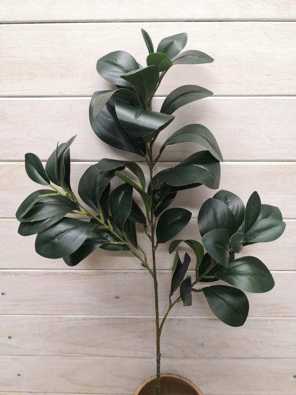 Lush dark green artificial obtusifolia leaf spray, perfect for stylish home decor and effortless arrangements.