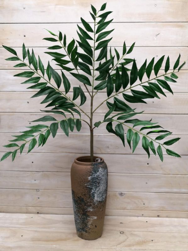 Lifelike Artificial Tree of Heaven Leaf Spray in vibrant green, perfect for enhancing decor without maintenance.