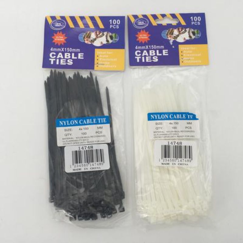 Durable 4 x 150mm cable ties in a bulk pack of 1200, perfect for organizing wires and securing items in any setting.