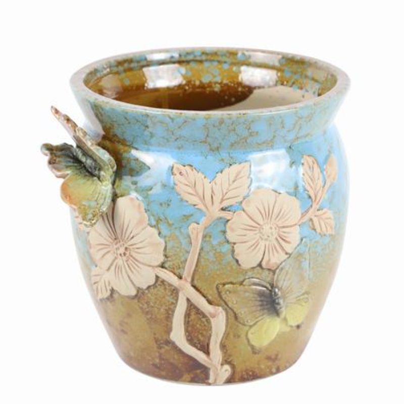 Elegant set of 2 ceramic flower pots in vibrant colors, perfect for showcasing blooms indoors and outdoors.
