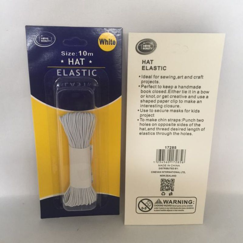 White elastic rolls, 10m each, set of 12, perfect for sewing, crafting, and DIY projects with high elasticity and durability.