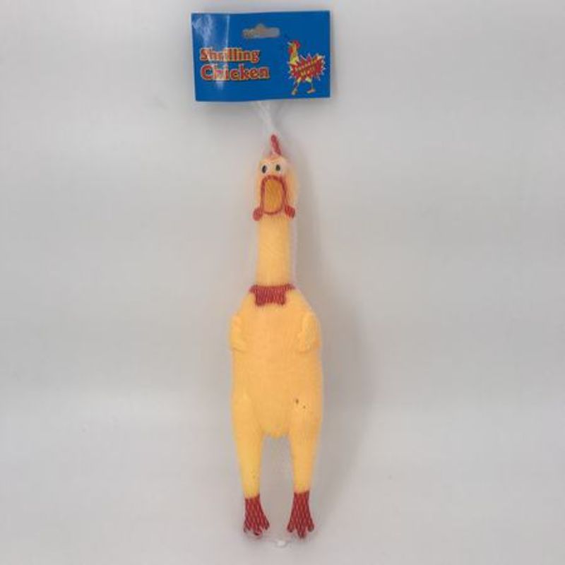 Set of 12 squeaky chicken dog toys that scream when squeezed, perfect for small to medium-sized dogs' playtime.