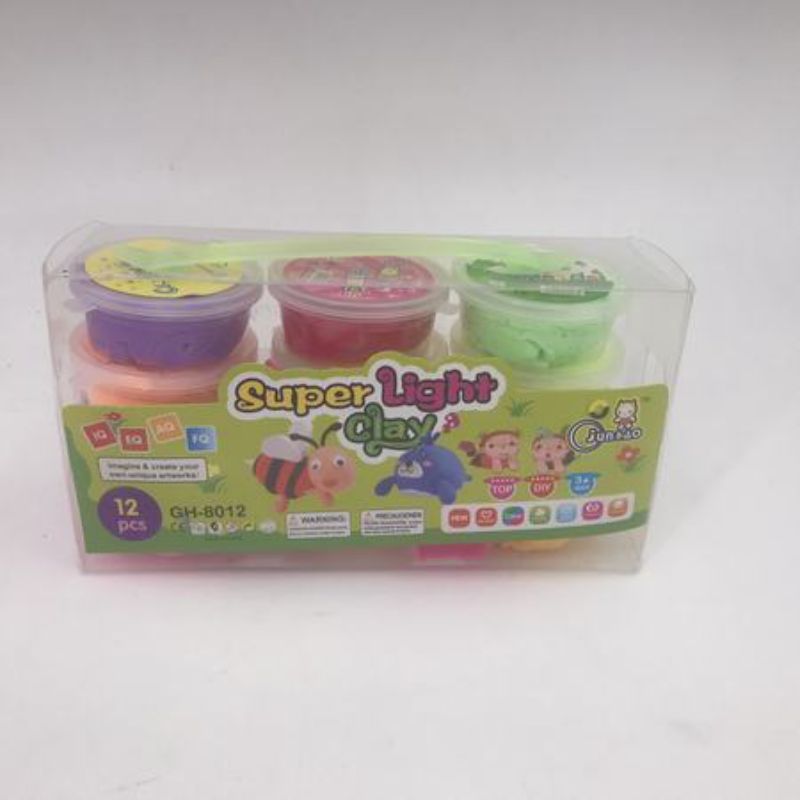 Vibrant Super Light Clay in 12 packs, perfect for kids and adults to inspire creativity in crafting and DIY projects.