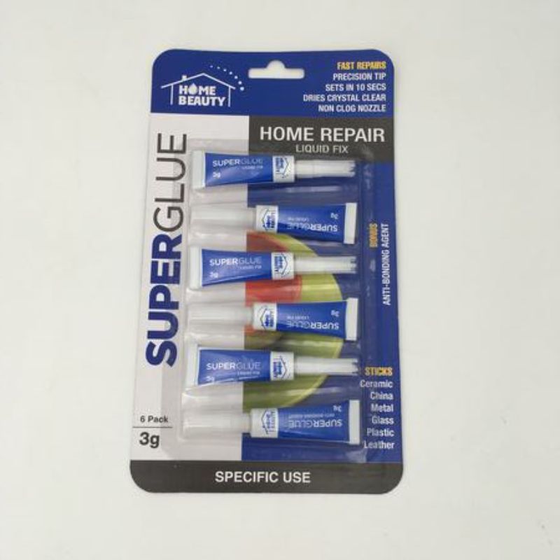 Super Glue & Debonder set with 6x3g tubes in 12 packs, ideal for versatile bonding and easy glue removal.