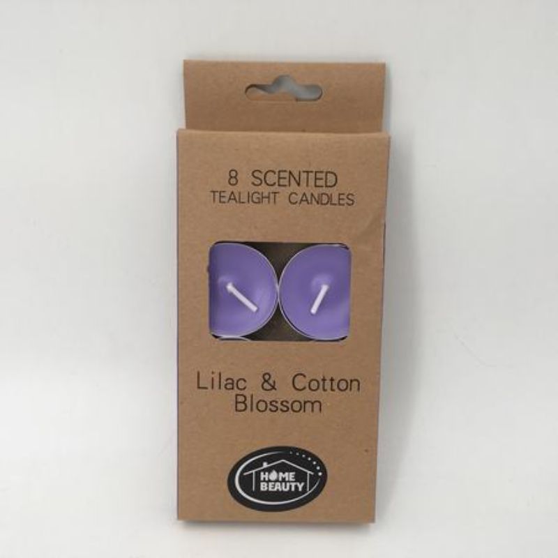 Purple scented Tealigth candles (96 pcs) for relaxation, elegant decor, and a soothing aromatic atmosphere.