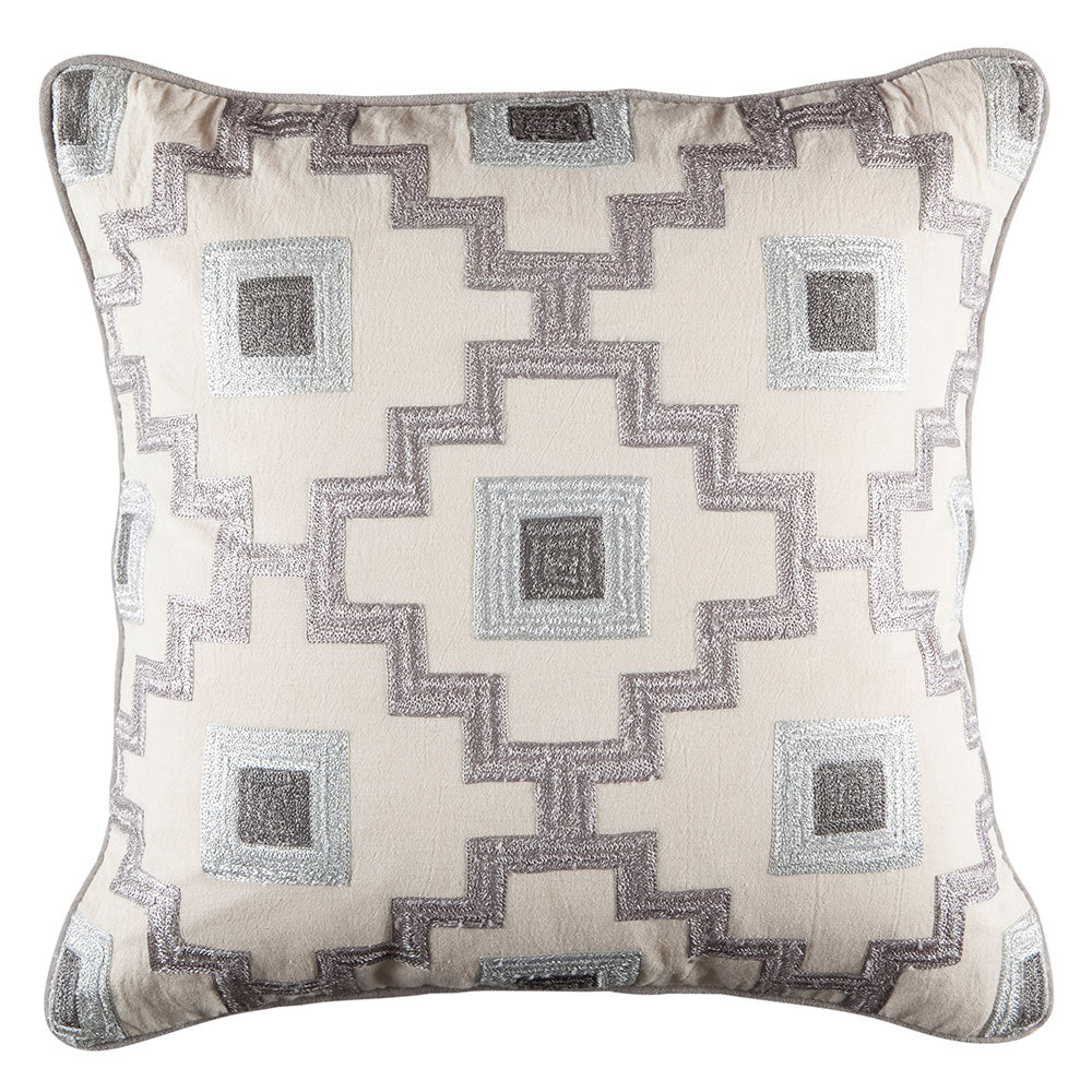 Cushion Corban Neutral 45cm by KAS featuring thick cotton canvas and embroidered details for stylish comfort in any decor.