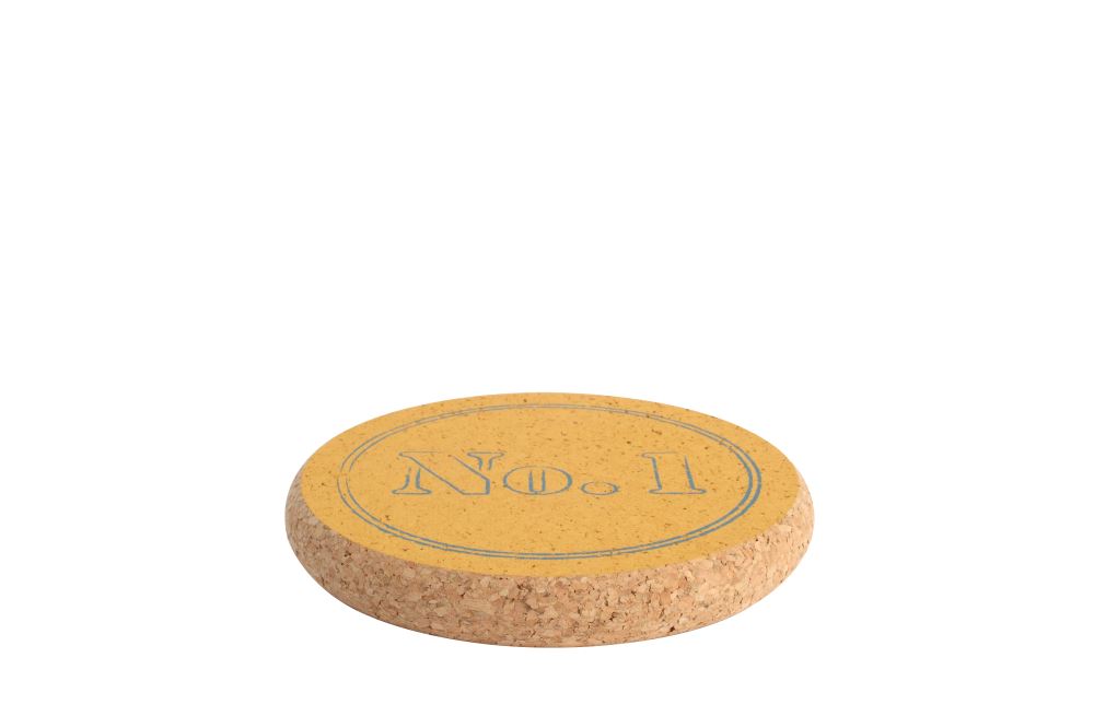 Ochre cork pot stand, 150mm diameter, eco-friendly, stylish base for plants, adds warmth to any decor.