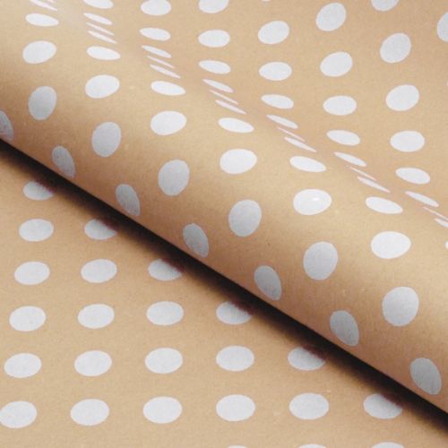 Bold dot white wrapping paper roll featuring vibrant dots on a white background, perfect for stylish gift wrapping.