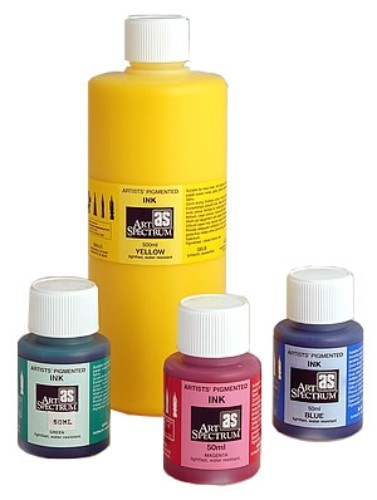 Vibrant 50ml yellow acrylic pigmented ink, ideal for artists, featuring fast-drying, non-toxic, and versatile application.