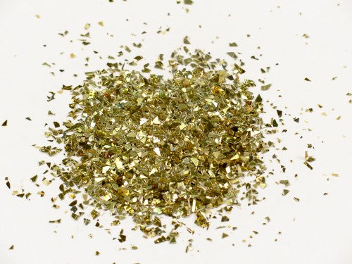Vibrant gold confetti glitter in a 500ml jar, perfect for crafts, parties, and celebrations, safe for all ages.