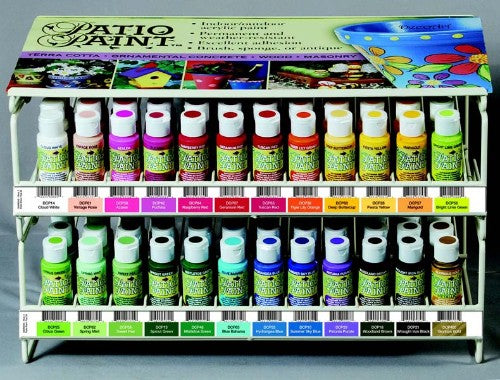 Vibrant 2oz Sunshine Yellow outdoor acrylic paint for durable, eye-catching outdoor projects on various surfaces.