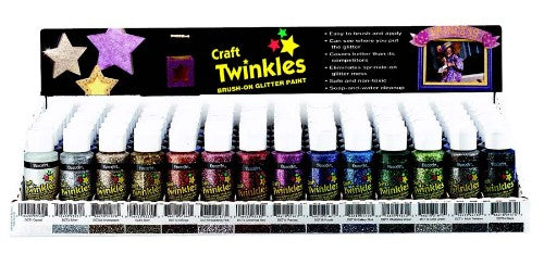 Sparkling 2oz bottle of Craft Twinkles glitter paint in silver, perfect for enhancing creative projects with large glitter flakes.